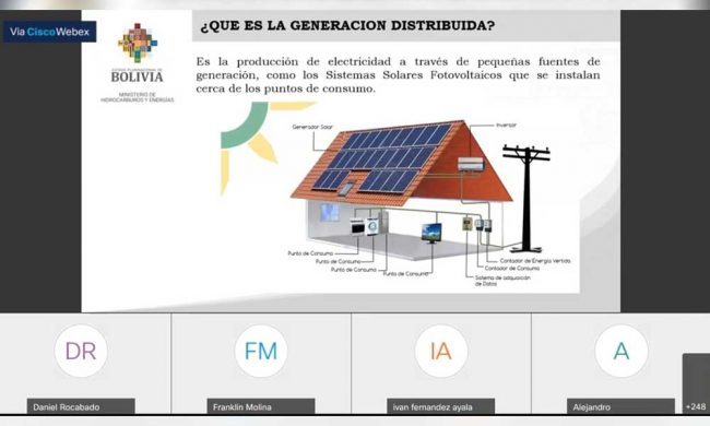 Webinar trató temas referentes a energías renovables y autoabastecimiento en Bolivia Webinar trató temas referentes a energías renovables y autoabastecimiento en Bolivia