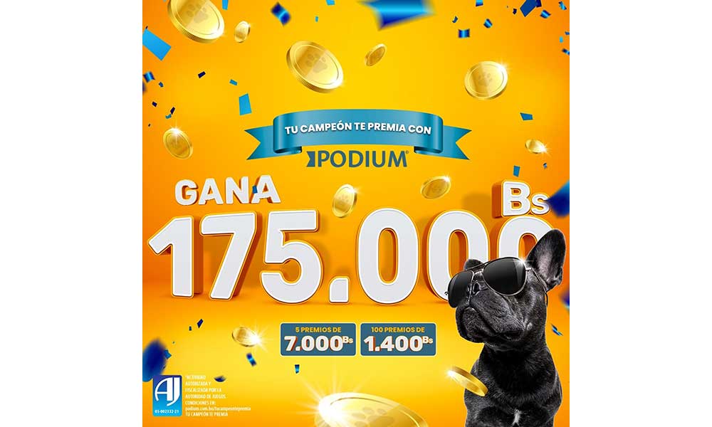 PODIUM, premia a los dueños de perritos con 175.000 bs en más de 100 premios