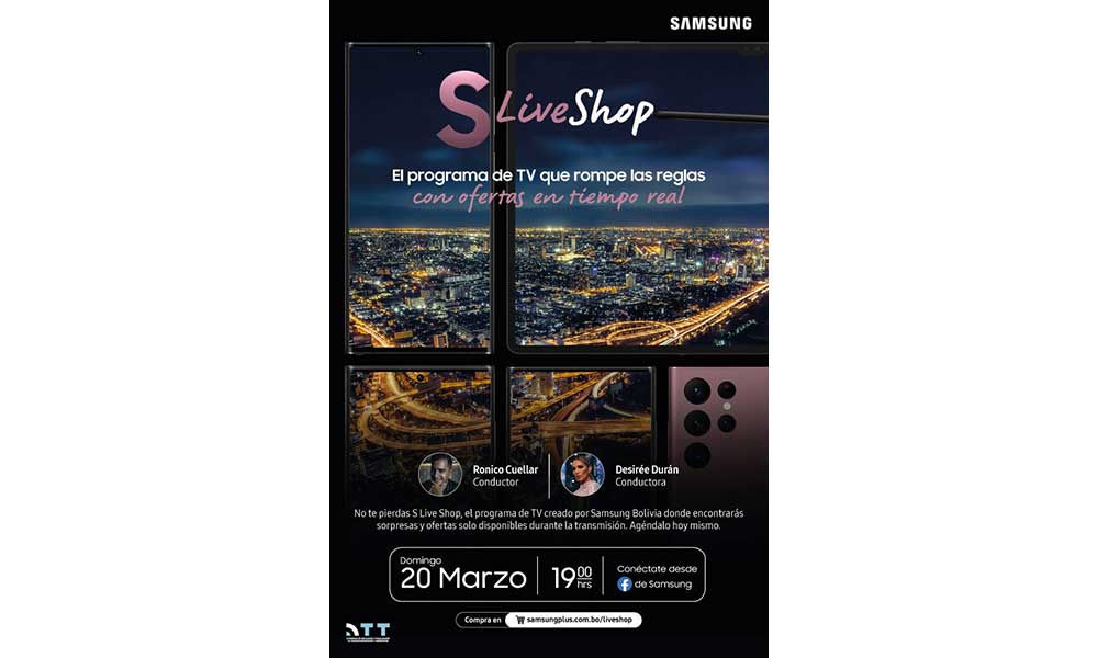 Este domingo 20 se realizará el Live Shop de Samsung con ofertas en la Serie S22