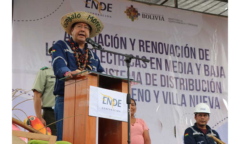 Presidente Arce inauguró la Ampliación y Renovación de Líneas Eléctricas el Media y Baja que beneficia 188 familias pandinas