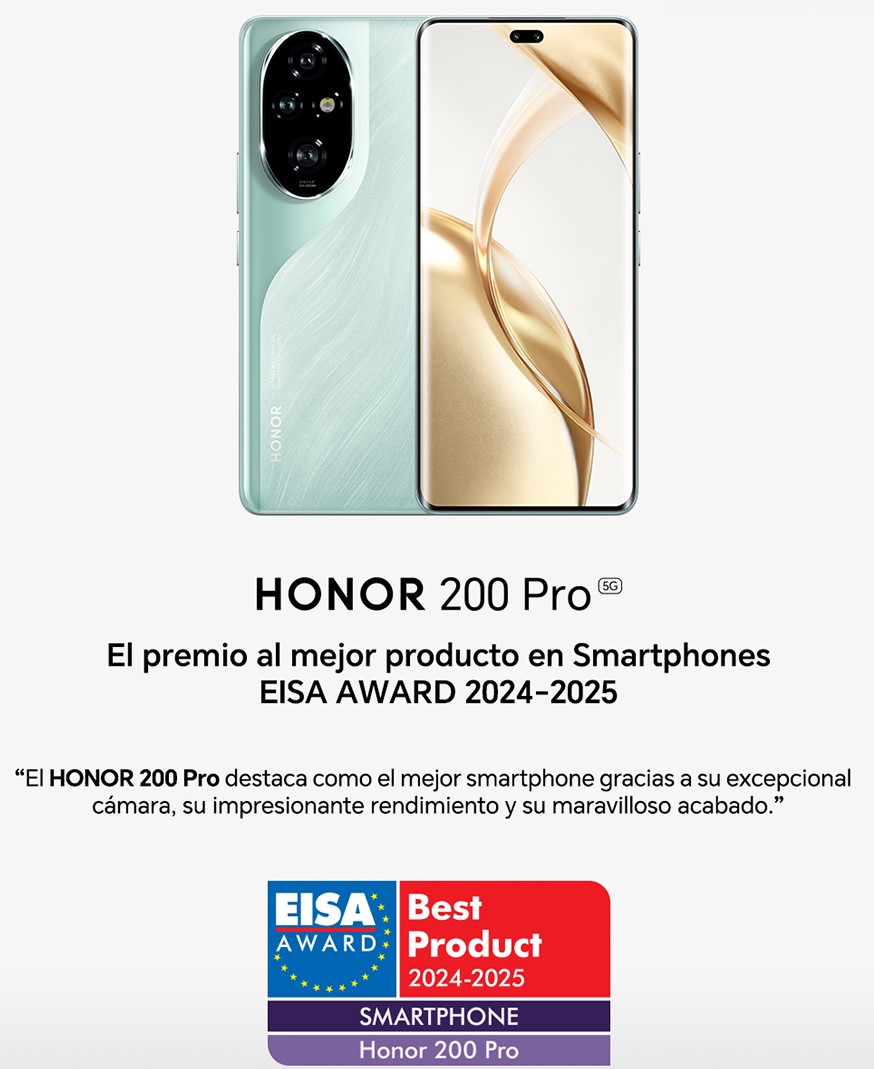 HONOR 200 Pro: galardonado como el Mejor Smartphone en los EISA AWARD 2024-2025