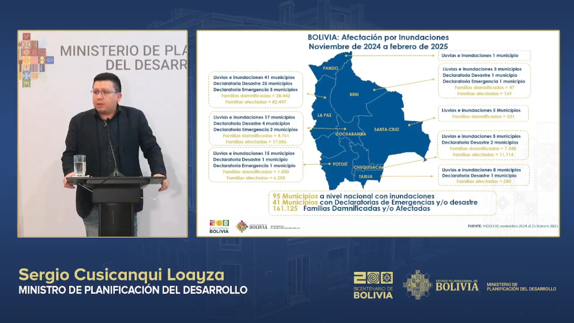 Ministro lamenta que Senado no priorice aprobar créditos para atender emergencias y a más de 160 mil familias afectadas