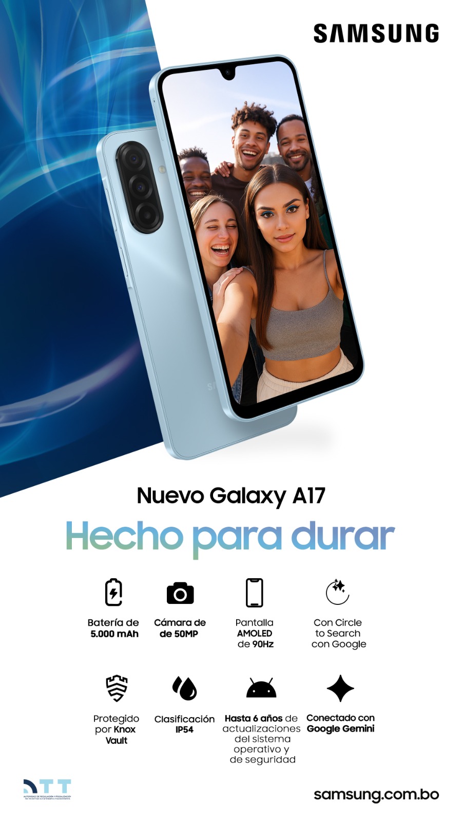 Samsung Galaxy A07 y A17 llegan a Bolivia con rendimiento optimizado, cámara avanzada y hasta 6 años de actualizaciones