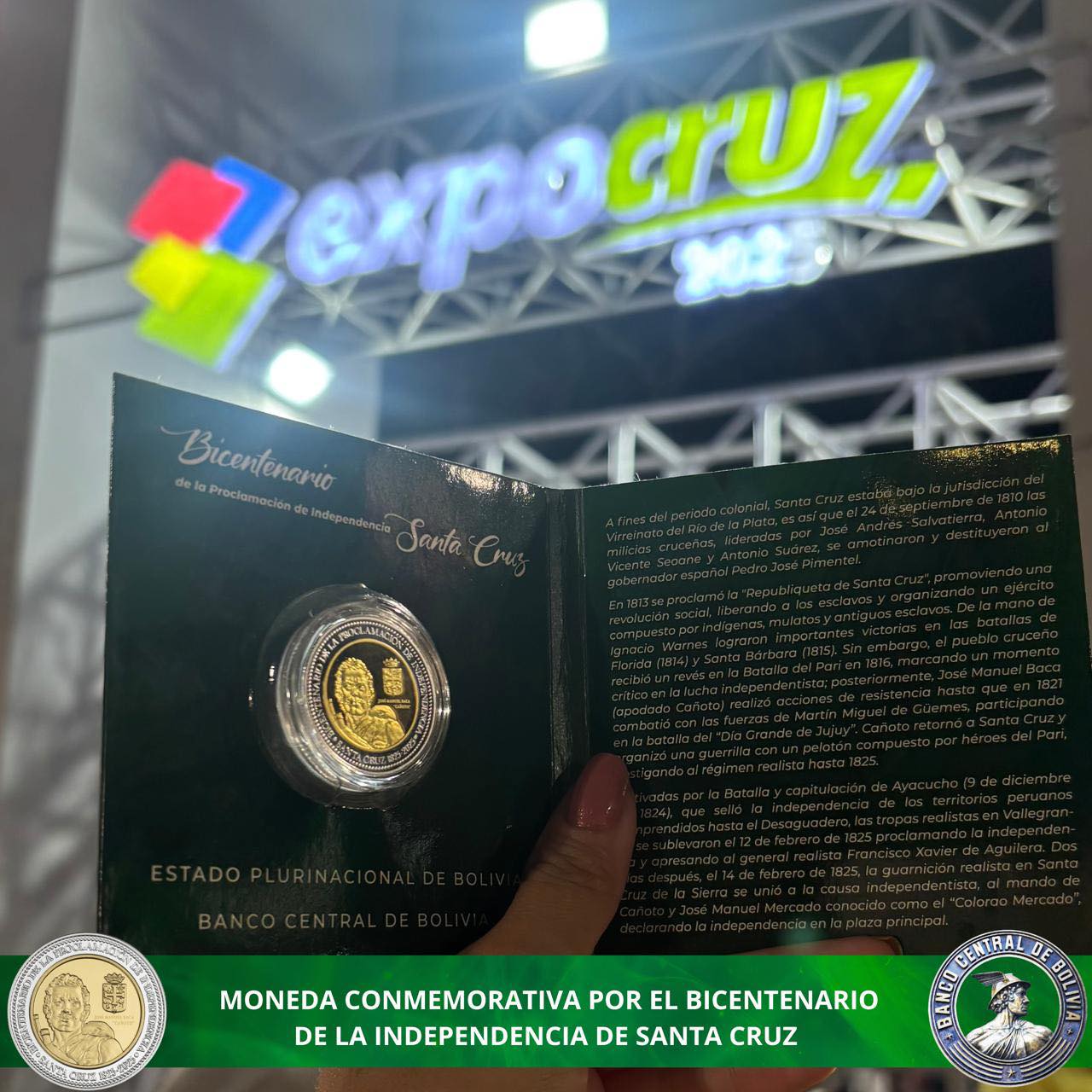 El BCB presenta moneda conmemorativa por el Bicentenario de la Proclamación de Independencia de Santa Cruz