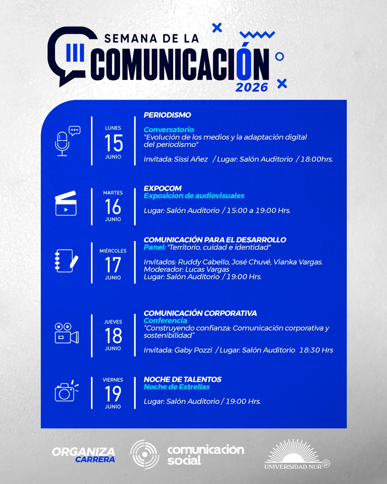 La Universidad NUR celebra la Semana de la Comunicación con una agenda abierta a toda la comunidad La Universidad NUR celebra la Semana de la Comunicación con una agenda abierta a toda la comunidad