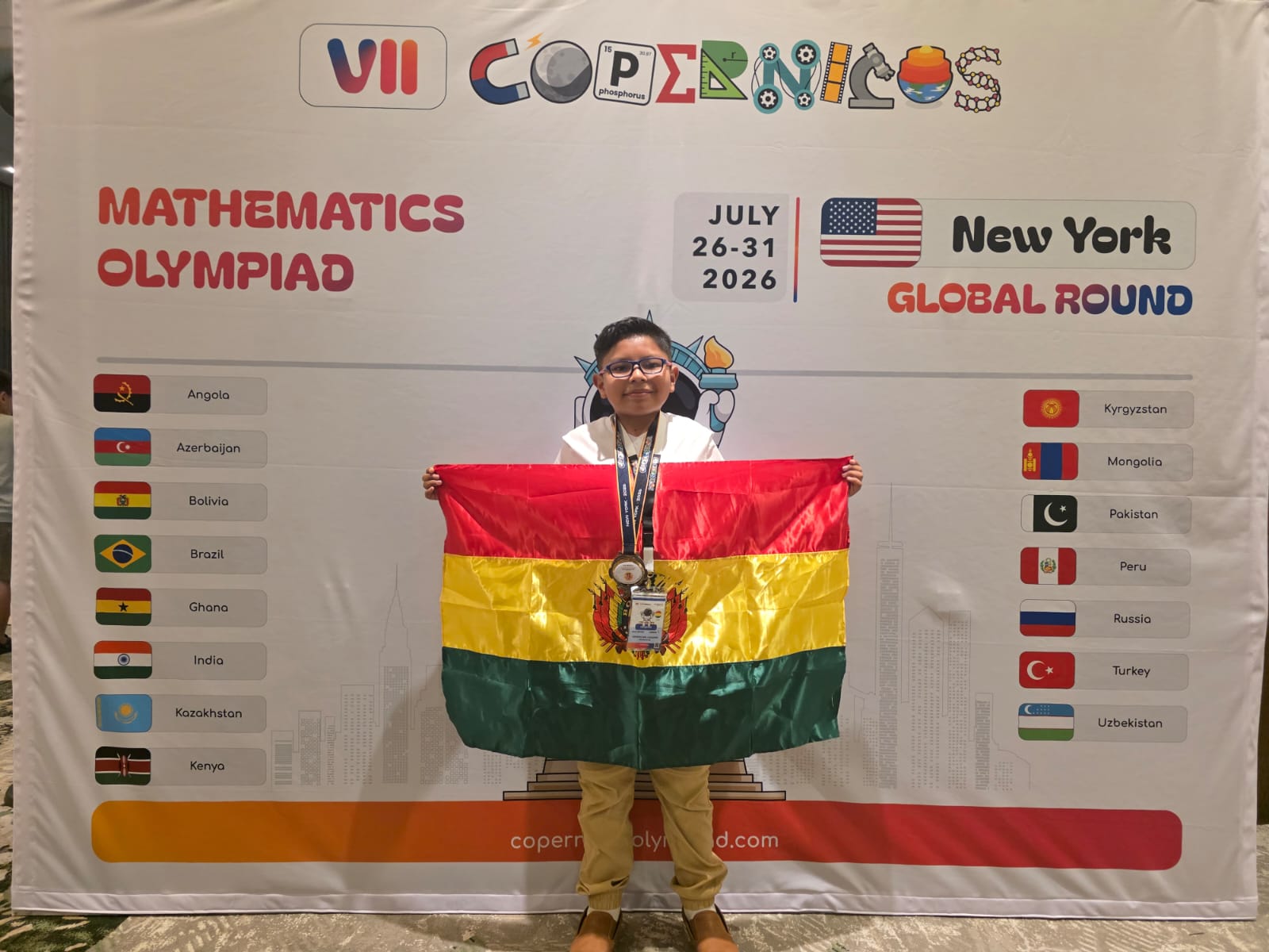 Fernando Gael Chuquimia obtiene medalla de plata para Bolivia en la Olimpiada Internacional Copernicus 2026